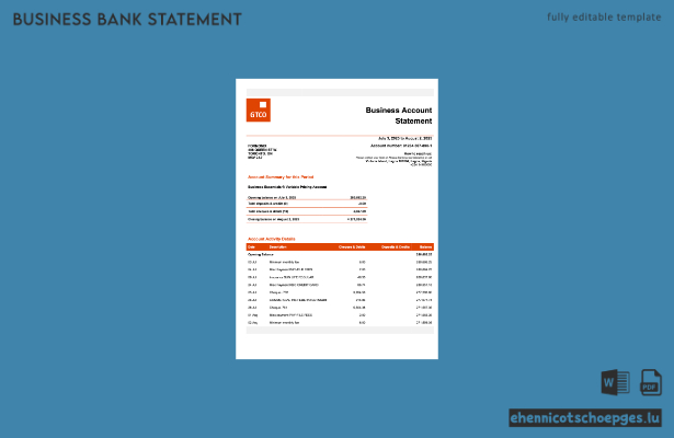 Nigeria Guaranty Trust Bank Plc. Unternehmenserklärung – Beispielansicht (Word und PDF)